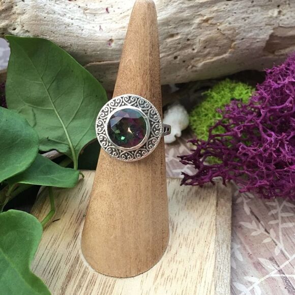 Rainbow Topaz Solid Sterling Silver Ring Size 6 - Picture 5 of 10